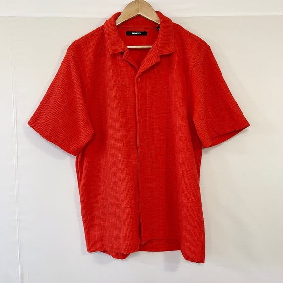 NovaMen Dean Textured Short Sleeve Button Up Men’s Medium Red - Picture 3 of 13
